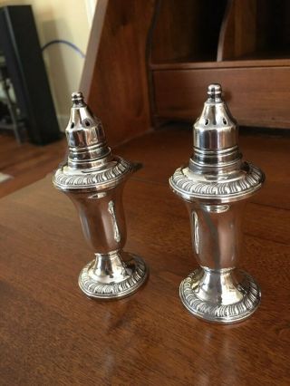 Vintage Lord Sterling Silver Salt And Pepper Shakers With Glass Inserts.  925