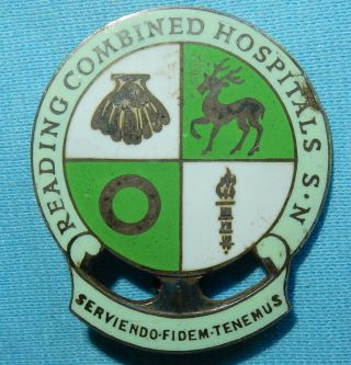 1926 Antique Silver Reading Combined Hospital Badge - Medical Nursing Sterling