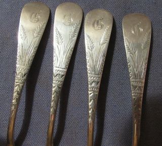 Set Of 4 Sterling Silver Demitasse Spoons Aesthetic Patten Circa 1880s