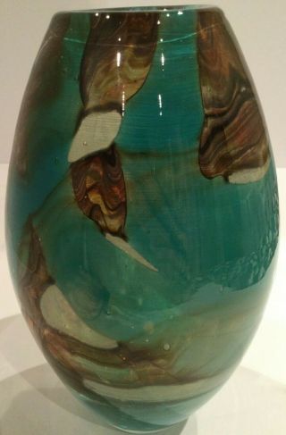 Rare Vintage Mdina Tiger Pattern Vase Signed 17 Cm High X 10 Cm Wide