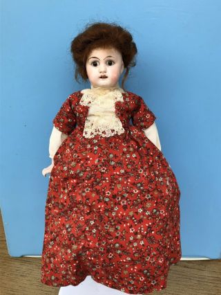 Cabinet Size Antique Bisque Head German Girl With Cloth Body And Bisque Limbs