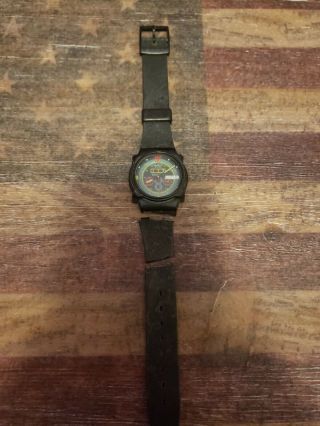 Vintage 80s Mens Swatch Watch With Faceguard