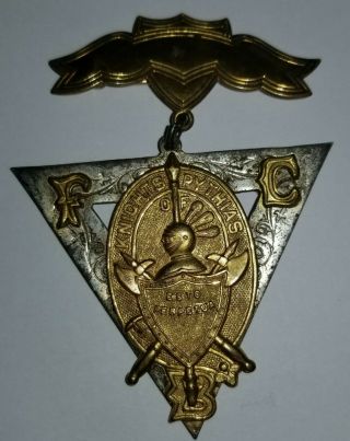 Antique Fcb Masonic Knights Of Pythias Supreme Lodge Sterling Medal Pin 1874