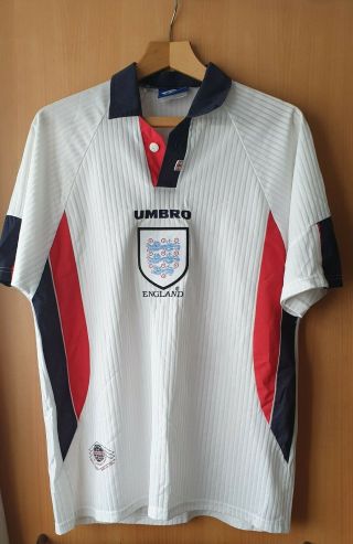England Football Home Shirt 1998 Vintage France 98 World Cup Retro L Mens Rare