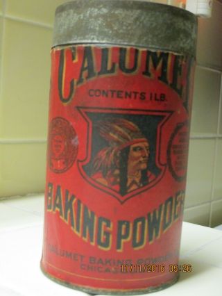Vintage Antique Rare Calumet Baking Powder Advertising Tin Can
