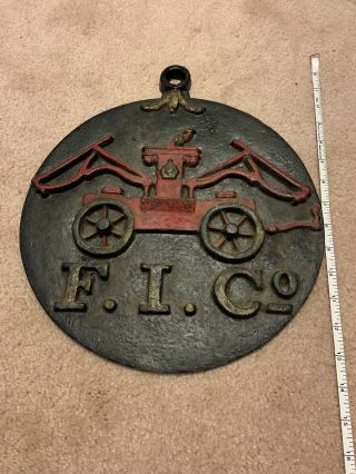 Antique Cast Iron Fire Mark Firemark Plaque Firefighting