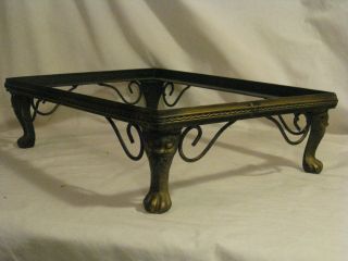 cast iron claw foot face detail rectangular metal 4 legged mini table tray frame 3