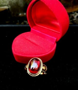 Naga Eye Ring Brass Red Gem Serpent Painting Thai Amulet Charm Wealth Lucky