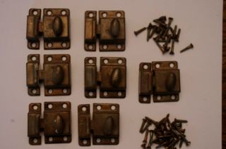7 Old Cabinet Cupboard Turn Latches Twist Knob Spring With Screws