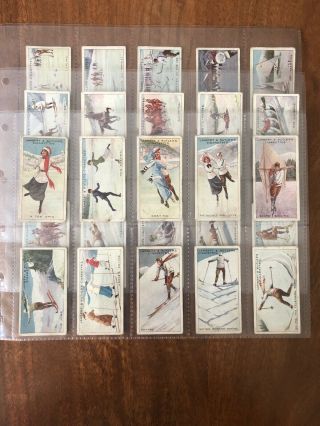 Rare Set Of Lambert Butler Winter Sports Cigarette Cards 1914