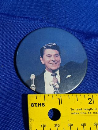 Rare Photo Vtg Pinback Button Ronald Reagan President Campaign Badge A 80s