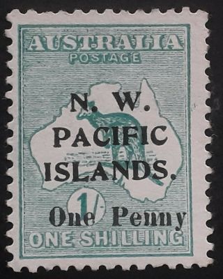 Rare 1818 - Australia Green 1/on 1/ - Kangaroo N.  W.  Pacific Islands Stamp Mng