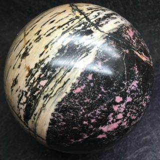 4.  98lb Gem Rhodonite Sphere Rare Red Gemstone Crystal Ball Brazil - 5244