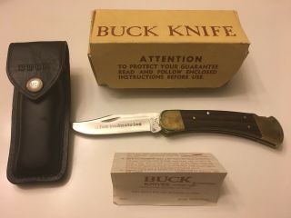 Vintage Buck Knife Model 110 2 Dots - With Sheath,  Instructions,  And Rare Box