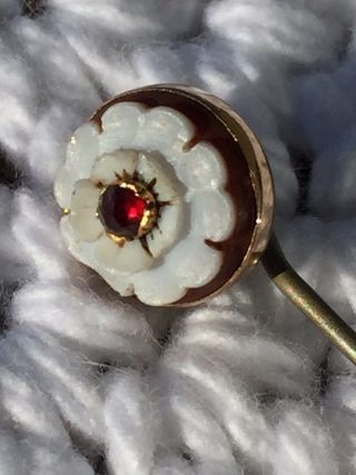 Antique / Art Nouveau Garnet Flower Cameo Stick Pin - Benefits The Aspca