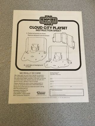 Star Wars Vintage 1980 Esb Cloud City Playset Instructions Sheet Rare