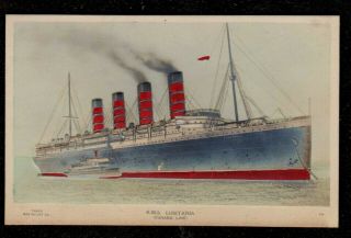 1915 R.  M.  S Lusitania Cunard Line Ship Bas Releif Postcard Rare