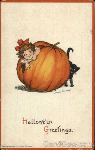 Frances Brundage Halloween Greetings Antique Postcard Vintage Post Card