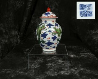 Rare Chinese Blue White Doucai Precious Objects Lidded Vase Qianlong M