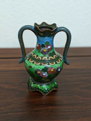 Antique Meiji Period Japanese Cloisonne Enamel Vase.