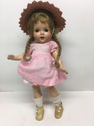 Antique Composition Doll 1930’s Sleepy Eyes 13” Visible Teeth