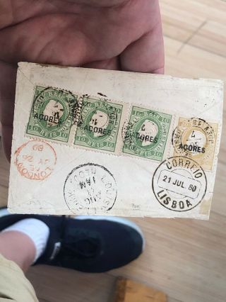 Rare 1880 Portugal Azores Postal Cover To Kentucky Usa