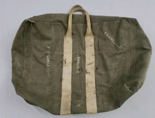 Vintage Us Military Green Canvas Wwii? Duffel Bag W/ Double Talon Zippers Rare