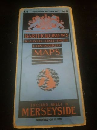 Antique Bartholomew,  S Map Of Merseyside Liverpool Area England