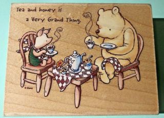 Rare,  Classic Winnie The Pooh,  Rubber Stamp; Tea & Honey 764j,  Tea Party,  Piglet
