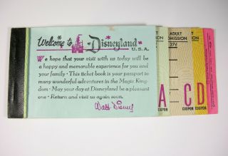 Vintage Disneyland Ticket Book Walt Disney Productions Rare