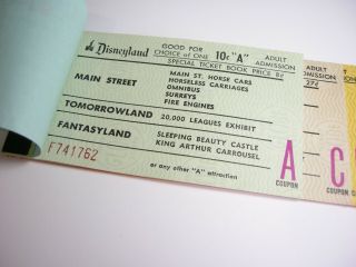 Vintage Disneyland Ticket Book Walt Disney Productions Rare 2