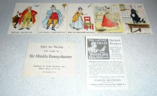 Antique 1903 Parker Brothers Card Game The Comical Game Sir Hinkle Funny - Duster 3