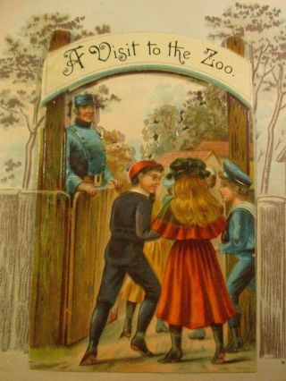 OUR FRIENDS AT THE ZOO A RARE RAPHAEL TUCK & SONS 3 - D ACTION BOOK CA 1900 2