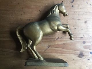 Vintage Cast Iron Horse Coin Bank Gold Painted Bucking Horse Antique Rare L@@k