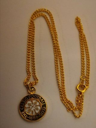 Rare 1960s Celtic Fc Chain Necklace (green Background)