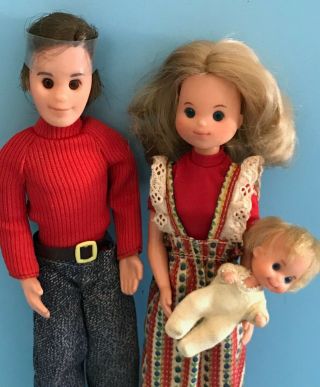 Vintage 1974 Mattel Sunshine Family Dolls Steve Stephie Sweets w/ Clothes,  Shoes 2