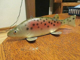 Rare Spotted Trout Vintage Bear Creek Ice Spearing Decoy Ice King 8 Inch