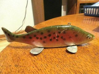 RARE SPOTTED TROUT Vintage Bear Creek Ice Spearing Decoy Ice King 8 inch 2