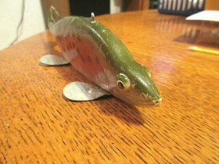 RARE SPOTTED TROUT Vintage Bear Creek Ice Spearing Decoy Ice King 8 inch 3