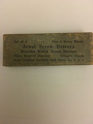 Antique Set Of 3 Jewel Screw Drivers