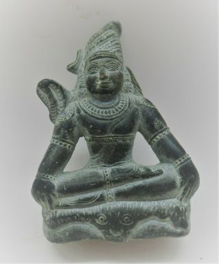 Circa 200bc - 200ad Ancient Gandhara Bronze Seated Buddha Figurine Rare