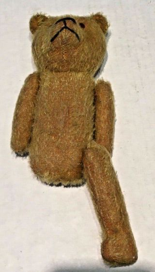 Antique One Legged Mohair Teddy Bear Straw Filled 8.  5 " Tall