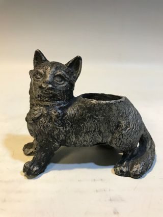 Antique Victorian Cast Metal Cat Sewing Pin Cushion