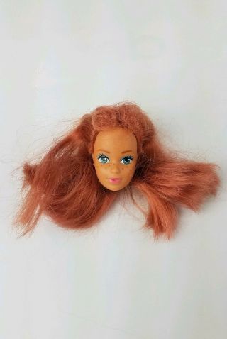 Vtg 1976 80s Midge Head Steffie Face Freckles Strawberry Red Hair Ooak Reroot