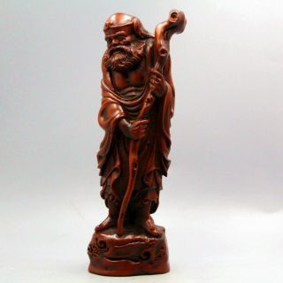 Collectable China Rare Boxwood Hand - Carved Old Man Bring Good Luck Lovely Statue