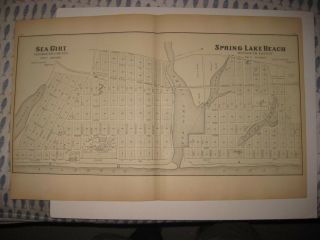 Gorgeous Antique 1878 Sea Girt Spring Lake Jersey Handcolored Map Rare Fine