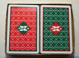 RARE REA (Railway Express Agency) Playing cards 2 FULL DECKS PLAYING CARDS &BOX 3