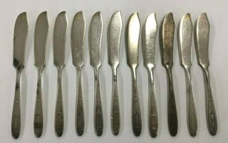 Set Of 10 Vintage Silver Plated Sheffield Butter Knives