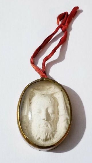 Antique Carved Meerschaum Religious Hanging Plaque Medallion