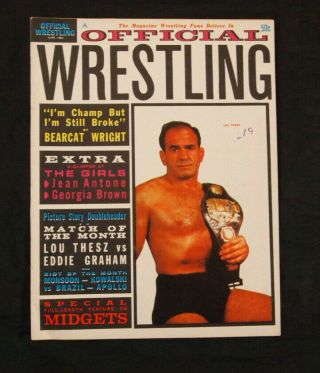 Official Wrestling June 1964 Lou Thesz Cover No Label Rare Vintage